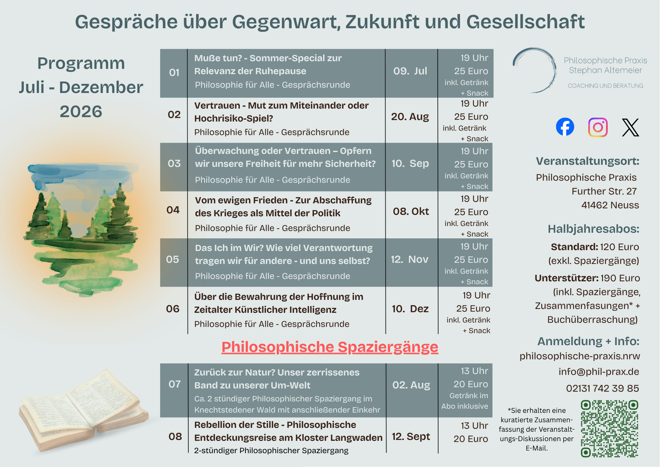 Philosophische Lebensberatung und Philosophische Praxis - Veranstatungen 2025